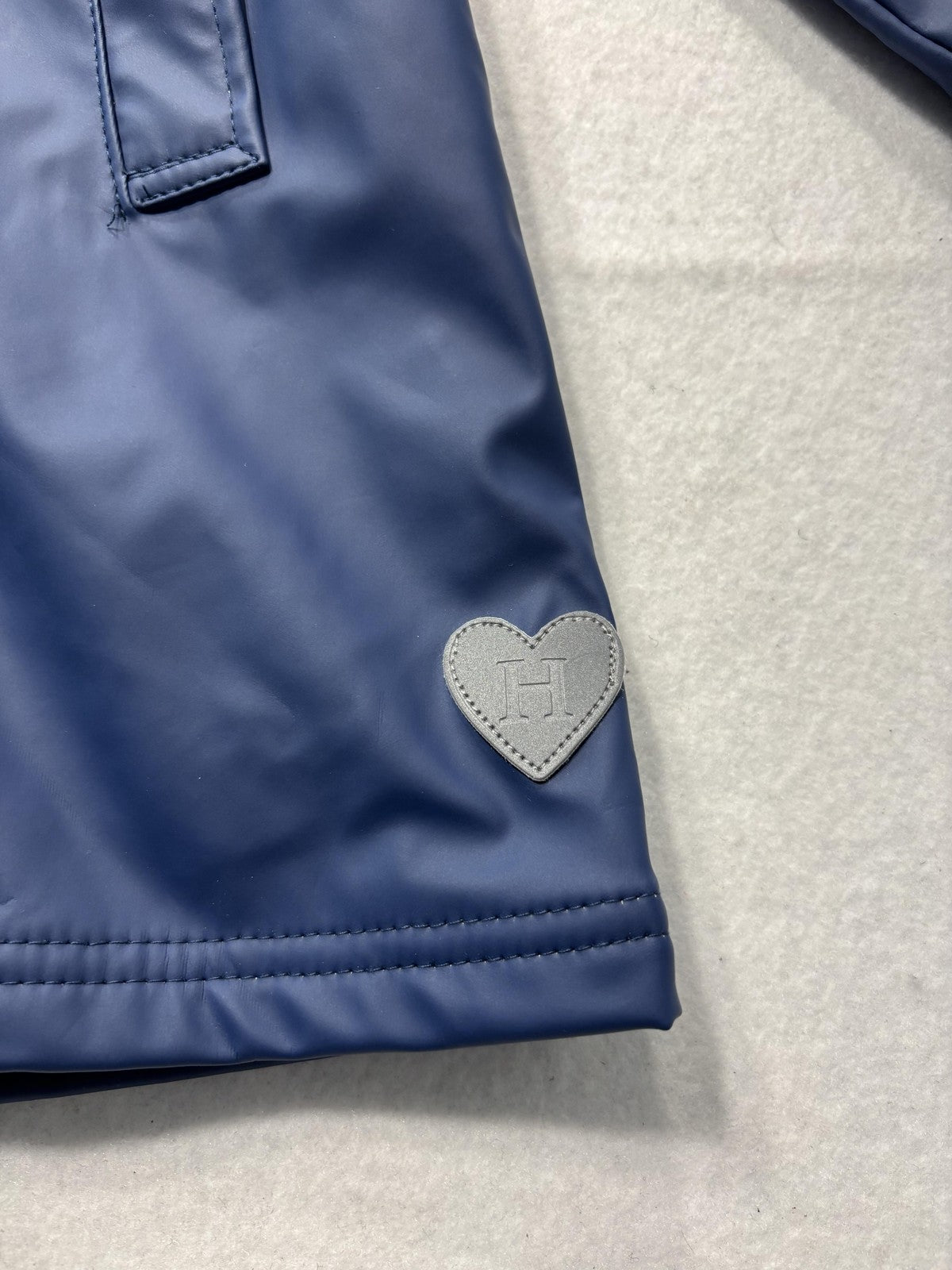 Hatley Rain Coat Girls 5 Blue Hooded Waterproof Lined Jacket Striped Buttons