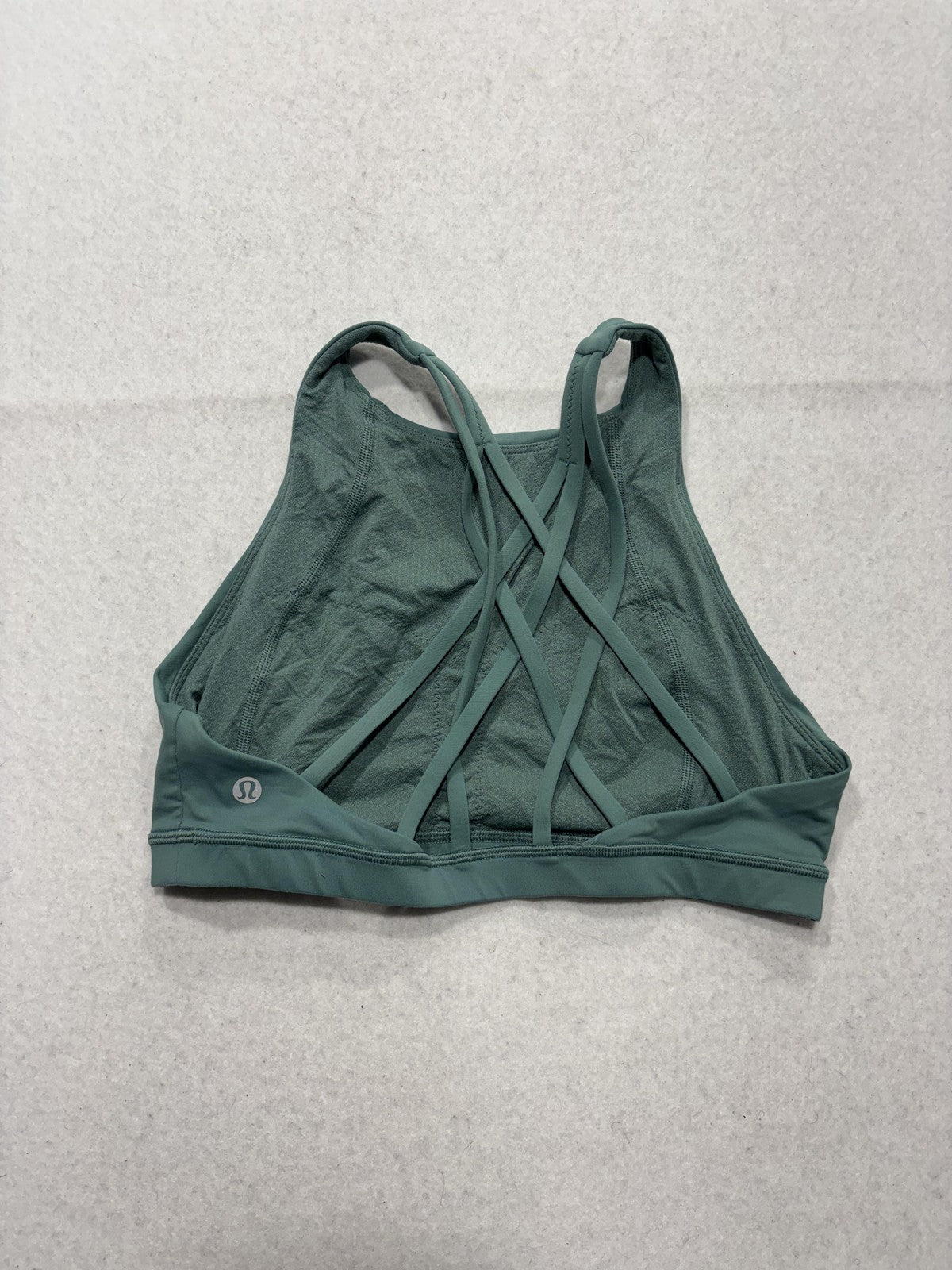 Lululemon Sports Bra Womens 8 Green High Neck Strappy Crossback Yoga Athletic