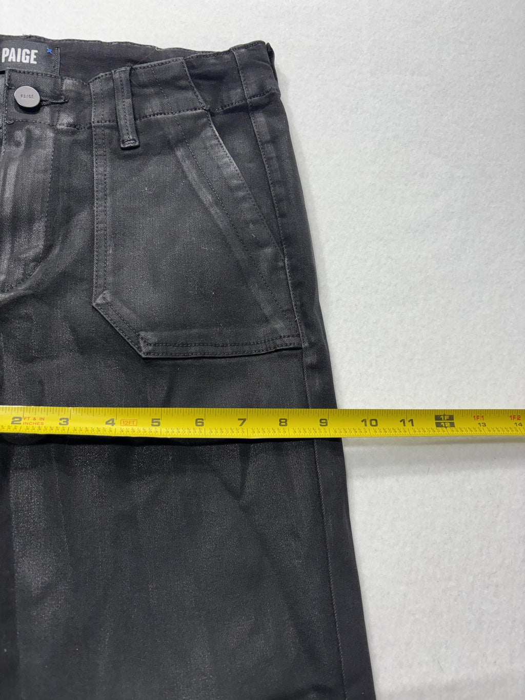 Paige Pants Womens 27 Black Mayslie Coated Denim Jogger Ankle Zip Cuffed Stretch
