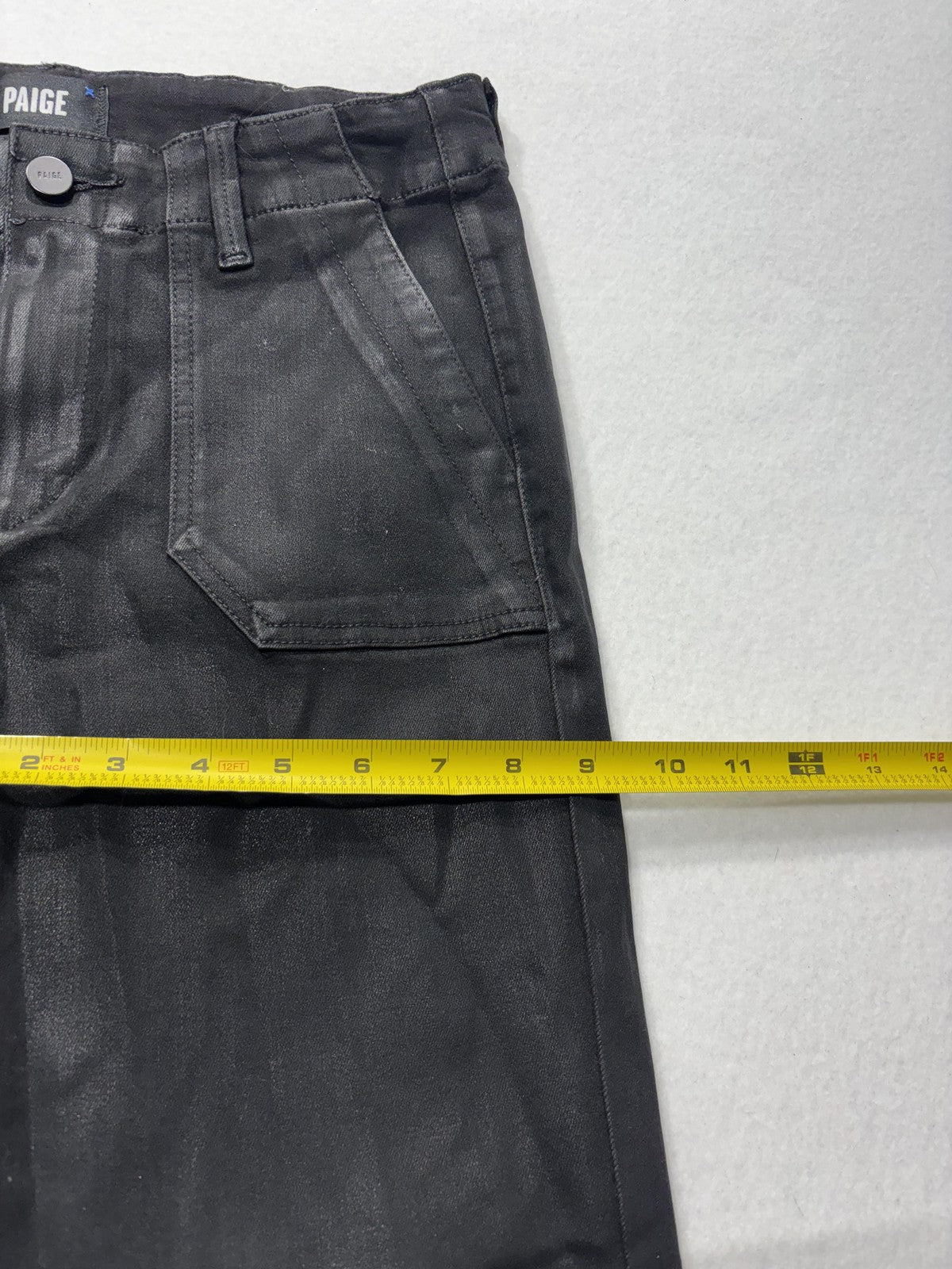 Paige Pants Womens 27 Black Mayslie Coated Denim Jogger Ankle Zip Cuffed Stretch