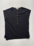 MICHAEL Michael Kors Blouse Womens Large Black Henley Sleeveless Tunic Top