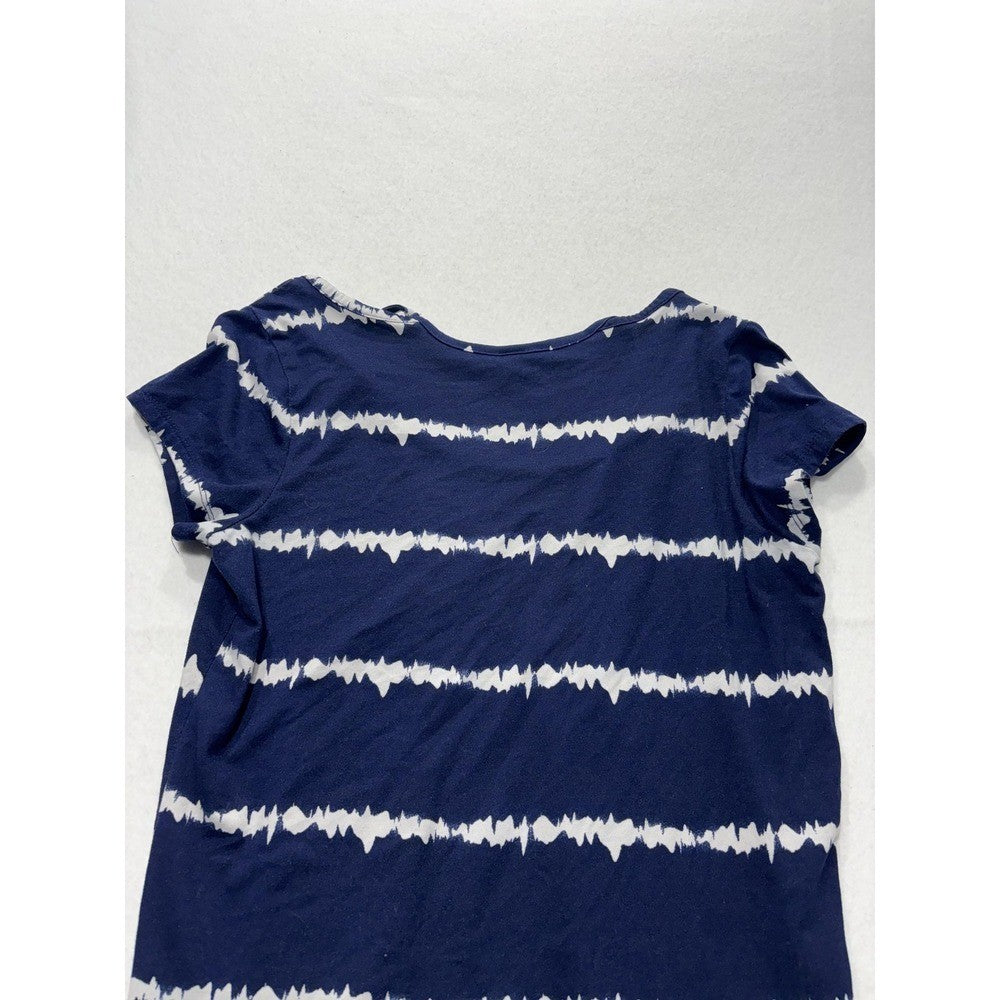 Poof Shirt Womens Medium Blue Stripe Scoop Neck Strap Casual Short Sleeve Tee