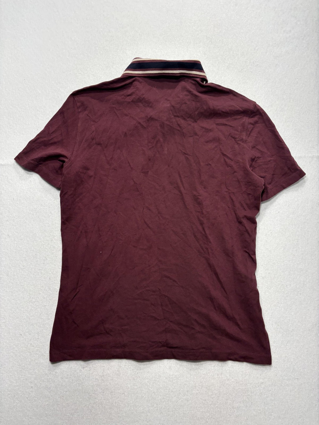 Armani Exchange Polo Shirt Mens Medium Red Logo Patch Striped Collar Knit