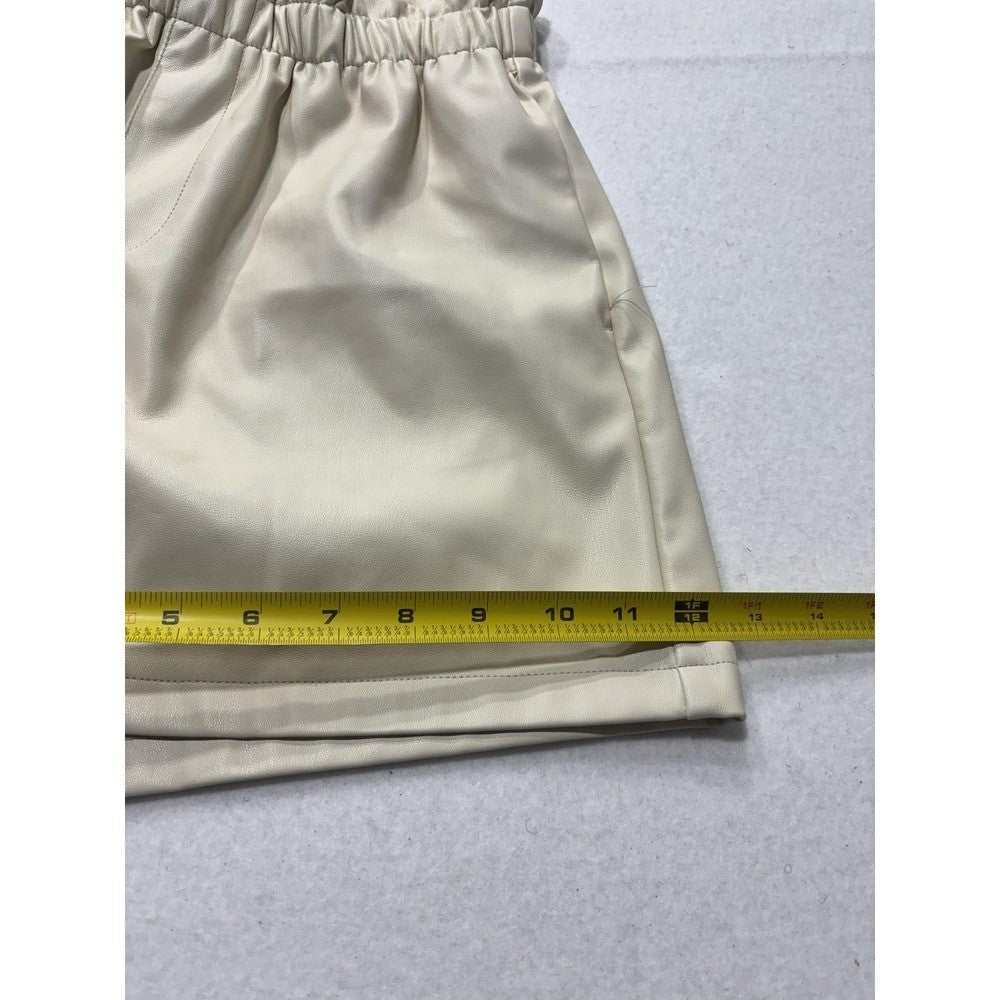 Steve Madden Womens Beige Faux Leather Paperbag Waist Pull On Shorts BL13940X S