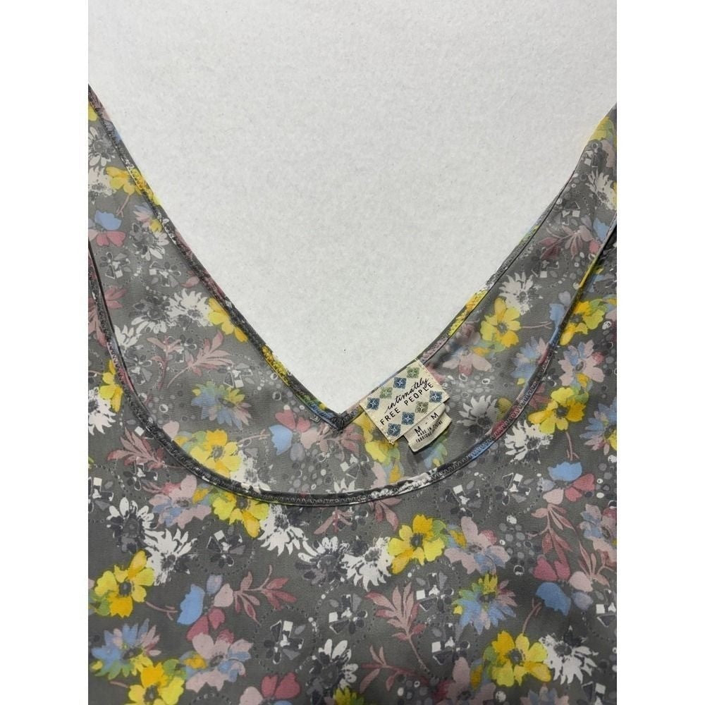 Free People Intimately Floral Camisole Tank Top Gray Ditsy Print Womens Medium