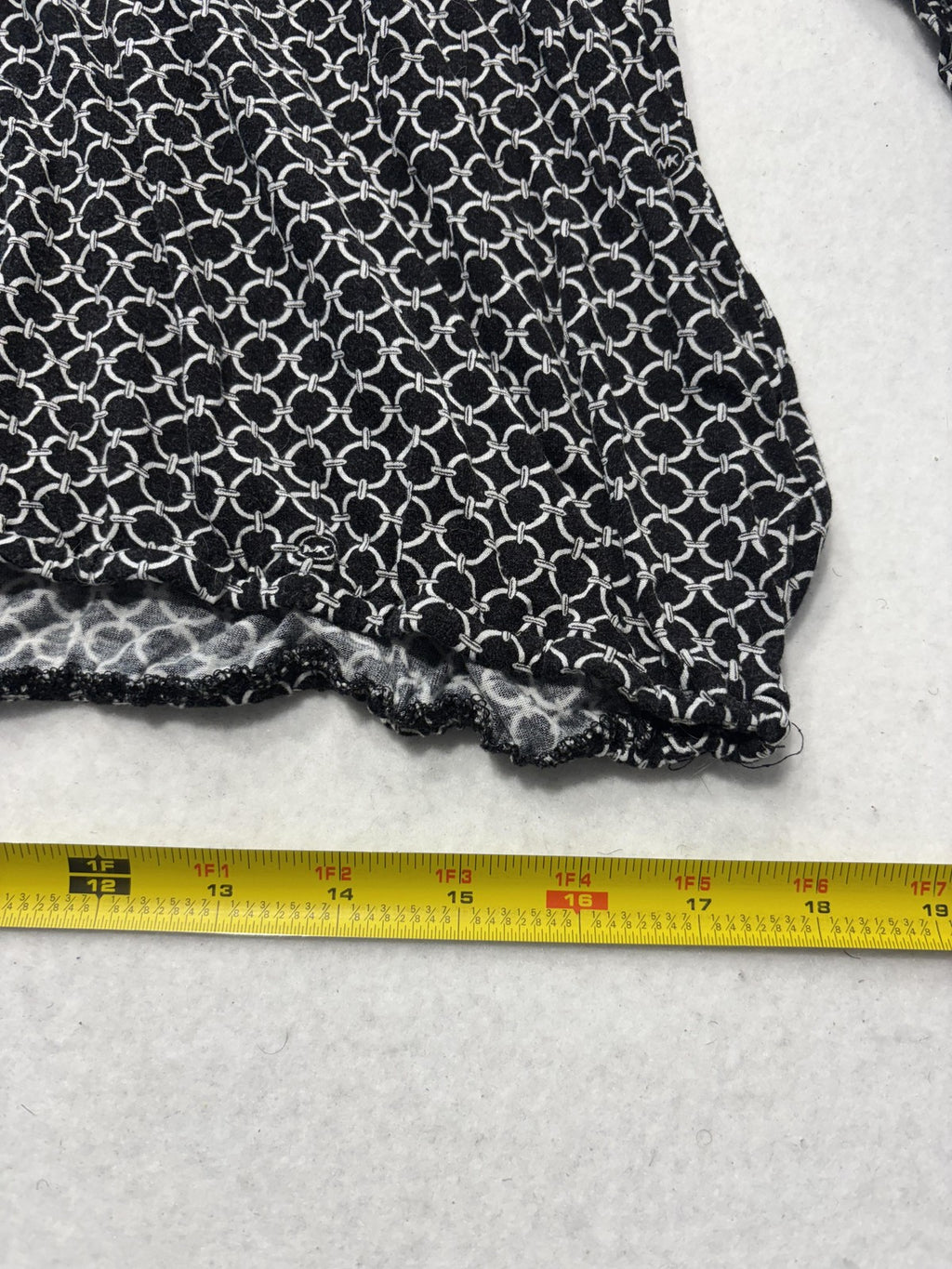 MICHAEL Michael Kors Blouse Womens XL Black Geometric Scoop Neck 3/4 Sleeve