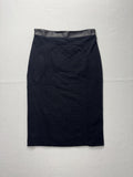 LA PINA Skirt Womens Medium Black Zigzag Faux Leather Waist Pencil Knee Length