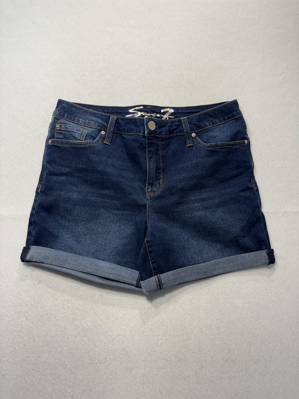 Seven7 Shorts Womens 12 Blue Weekend Short Bermuda Cuffed Denim Stretch 5 Pocket