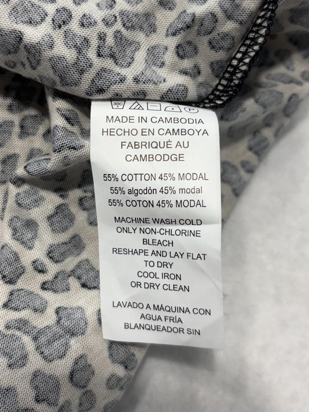 Michael Kors Blouse Womens Medium Beige Leopard Print 3/4 Bell Sleeve Tunic Top