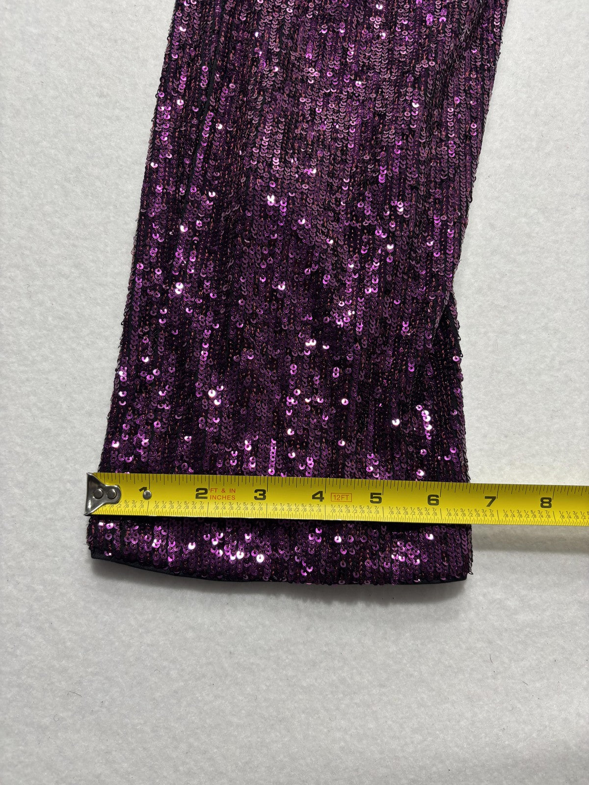 Express Jumpsuit Womens XS Purple Sequin V Neck Wide Leg Sleeveless Party Formal