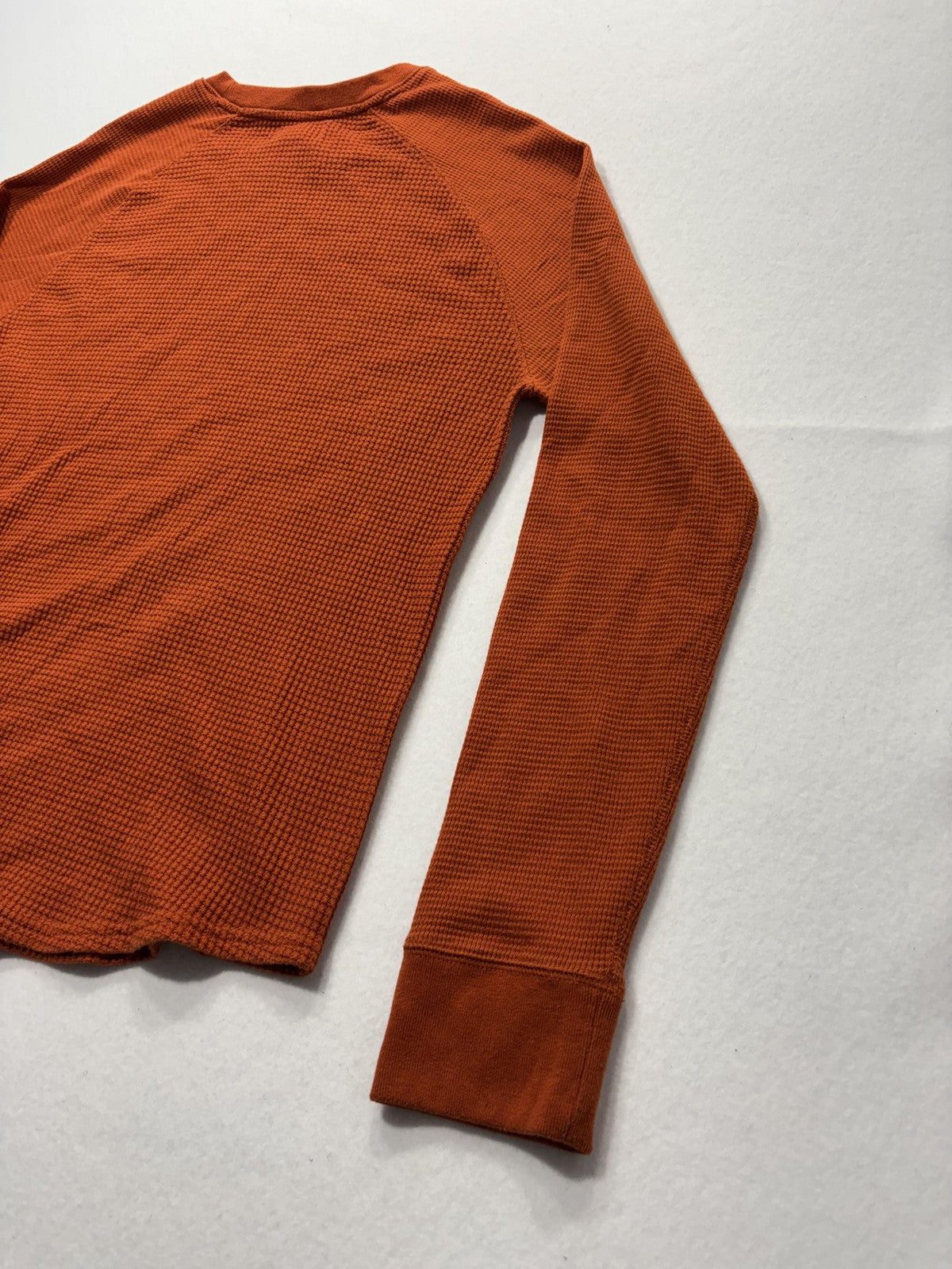 Banana Republic Shirt Mens Medium Orange Thermal Waffle Knit Long Sleeve Tee