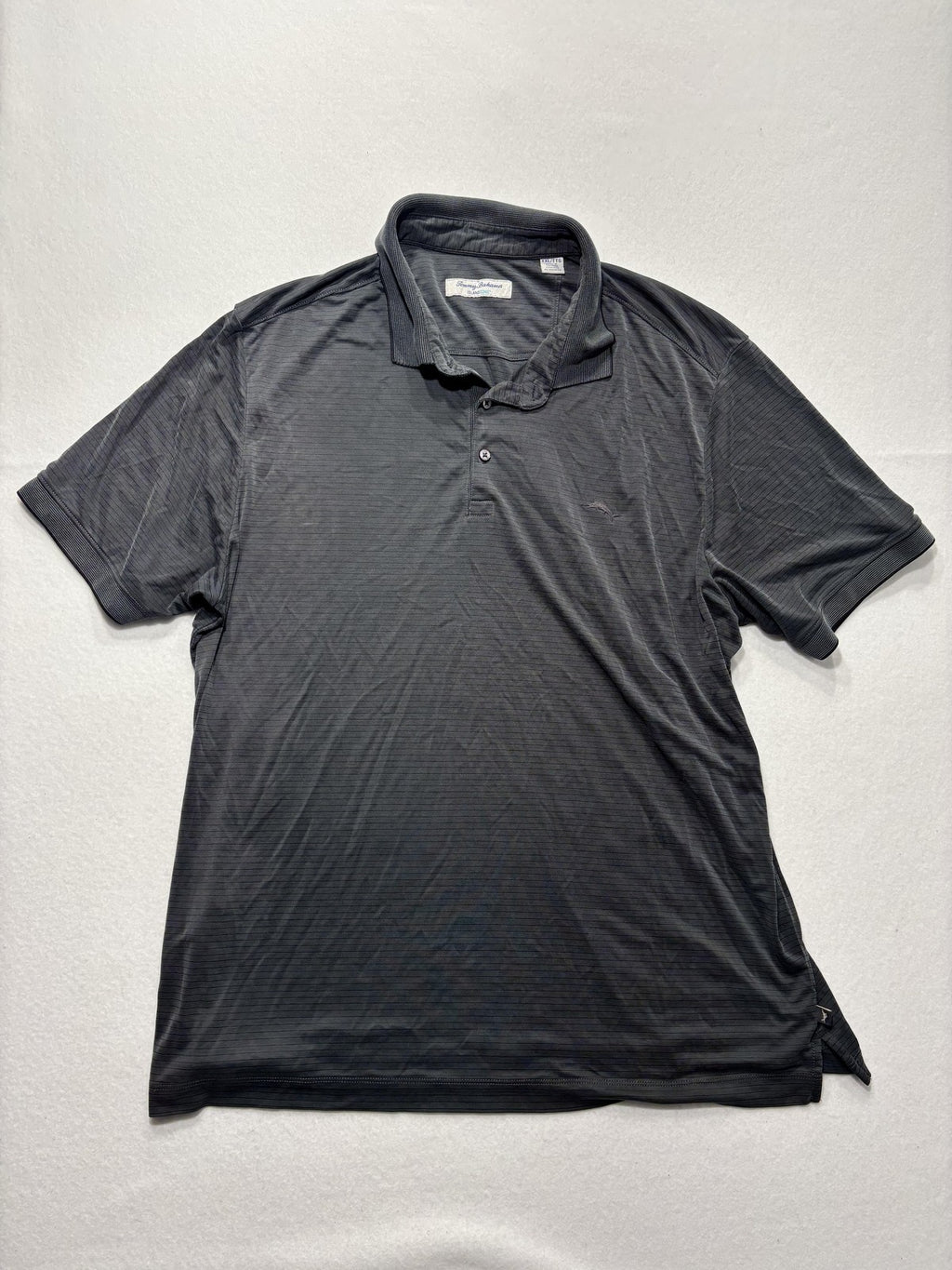 Tommy Bahama Polo Shirt Mens 2XL Gray Island Zone Striped Moisture Wicking