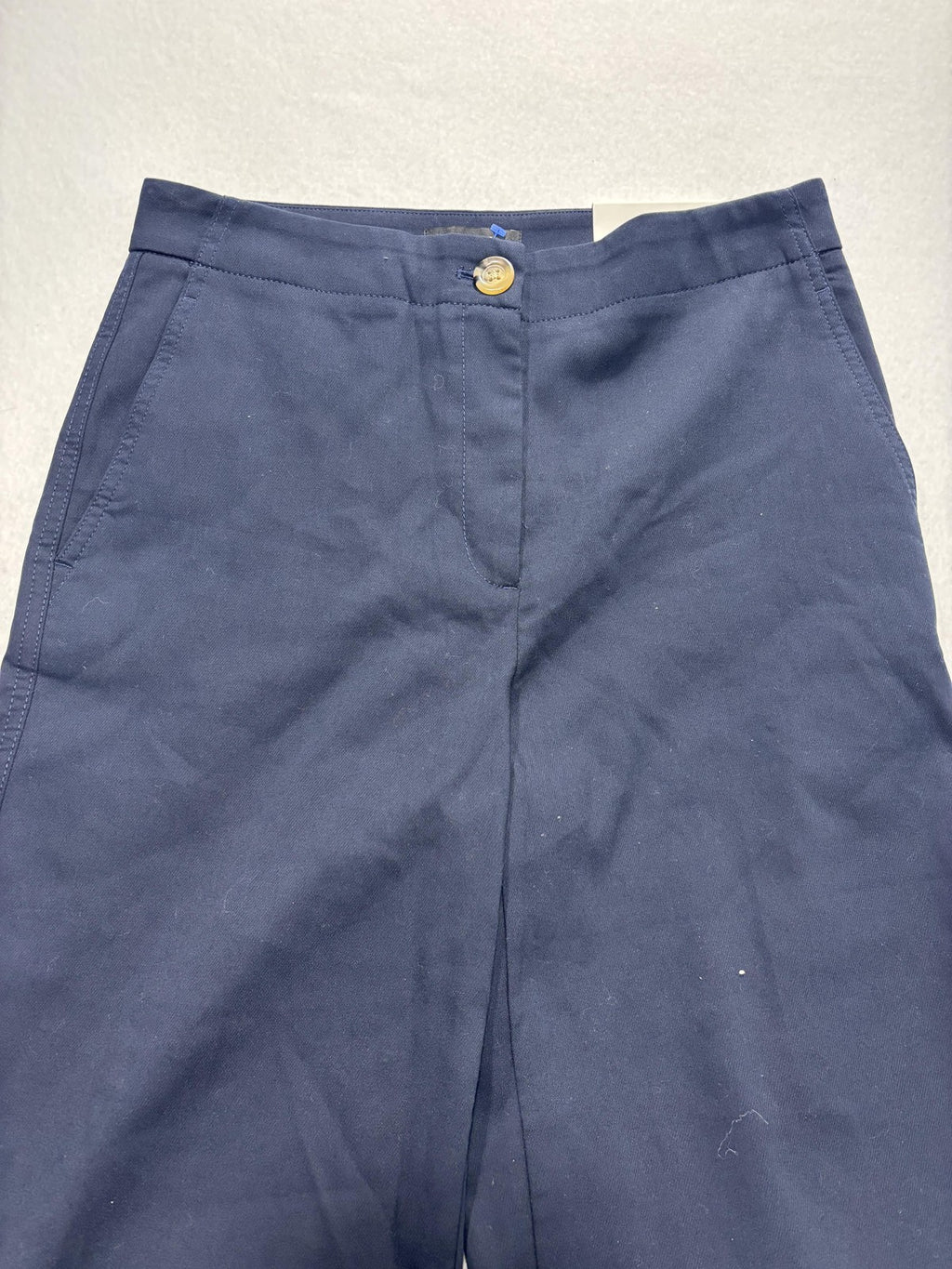 Ann Taylor Dress Pants Womens 8 Blue Wide Leg Crop Ankle High Rise Twill Work