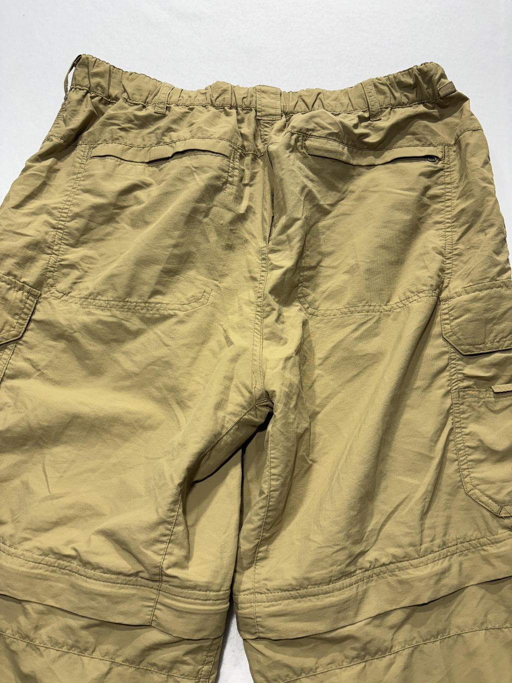 REI Convertible Cargo Pants Mens Medium Beige Nylon Elastic Waist UPF 50 Hiking