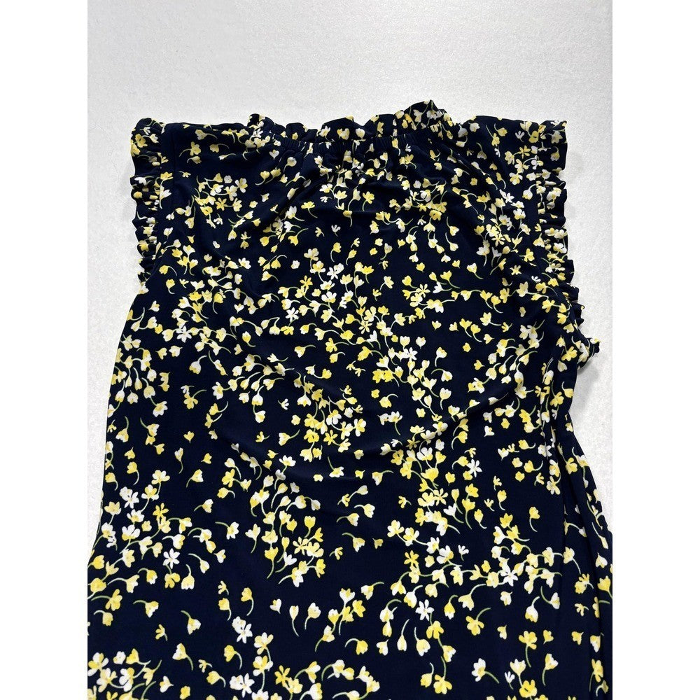 Tommy Hilfiger Womens 6 Blue Floral Ruffle Scoop Neck A-Line Dress A22J1LVY