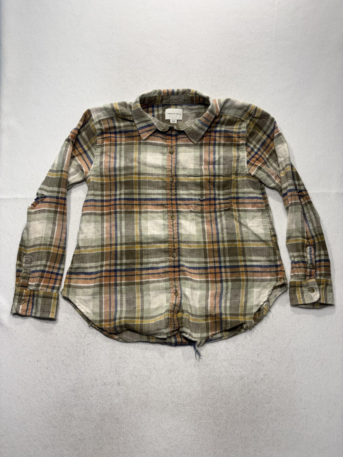 American Eagle Outfitters Button Up Shirt Womens S Multicolor Plaid Flannel Top