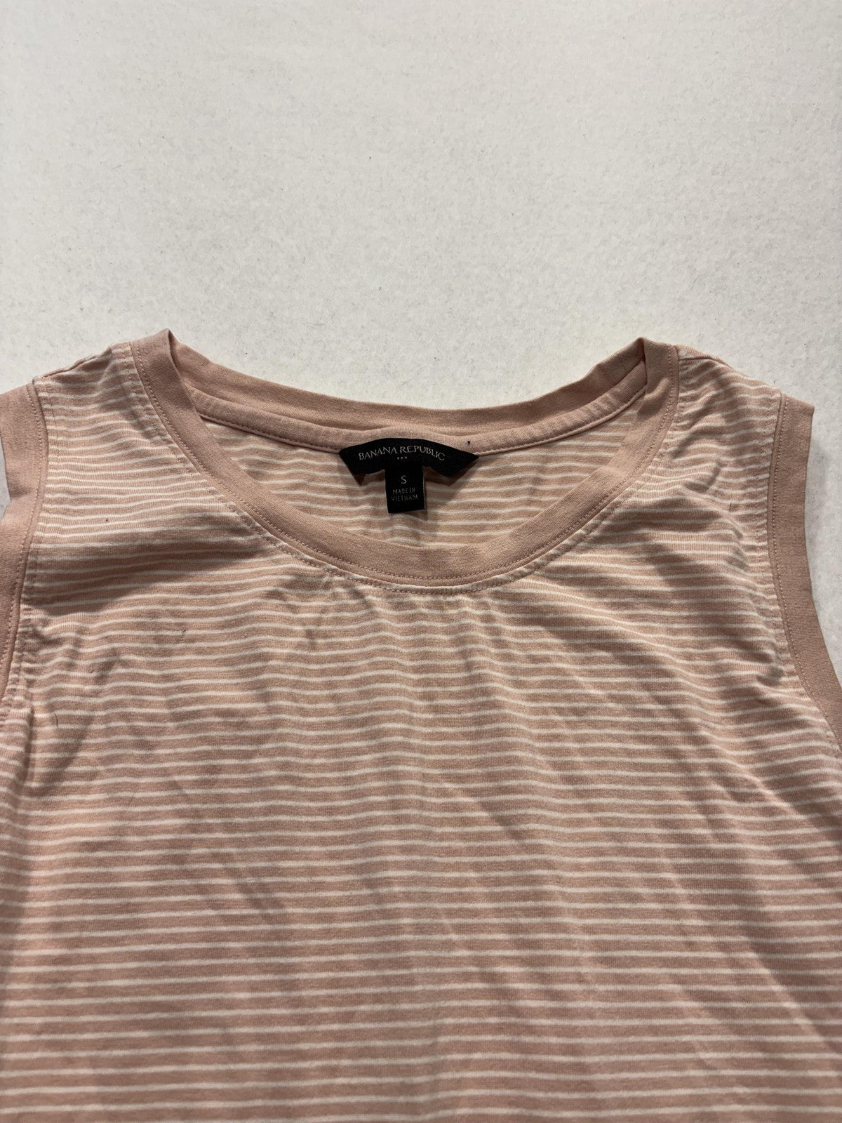 Banana Republic Tank Top Womens S Pink Stripe Jersey Basic Summer Casual