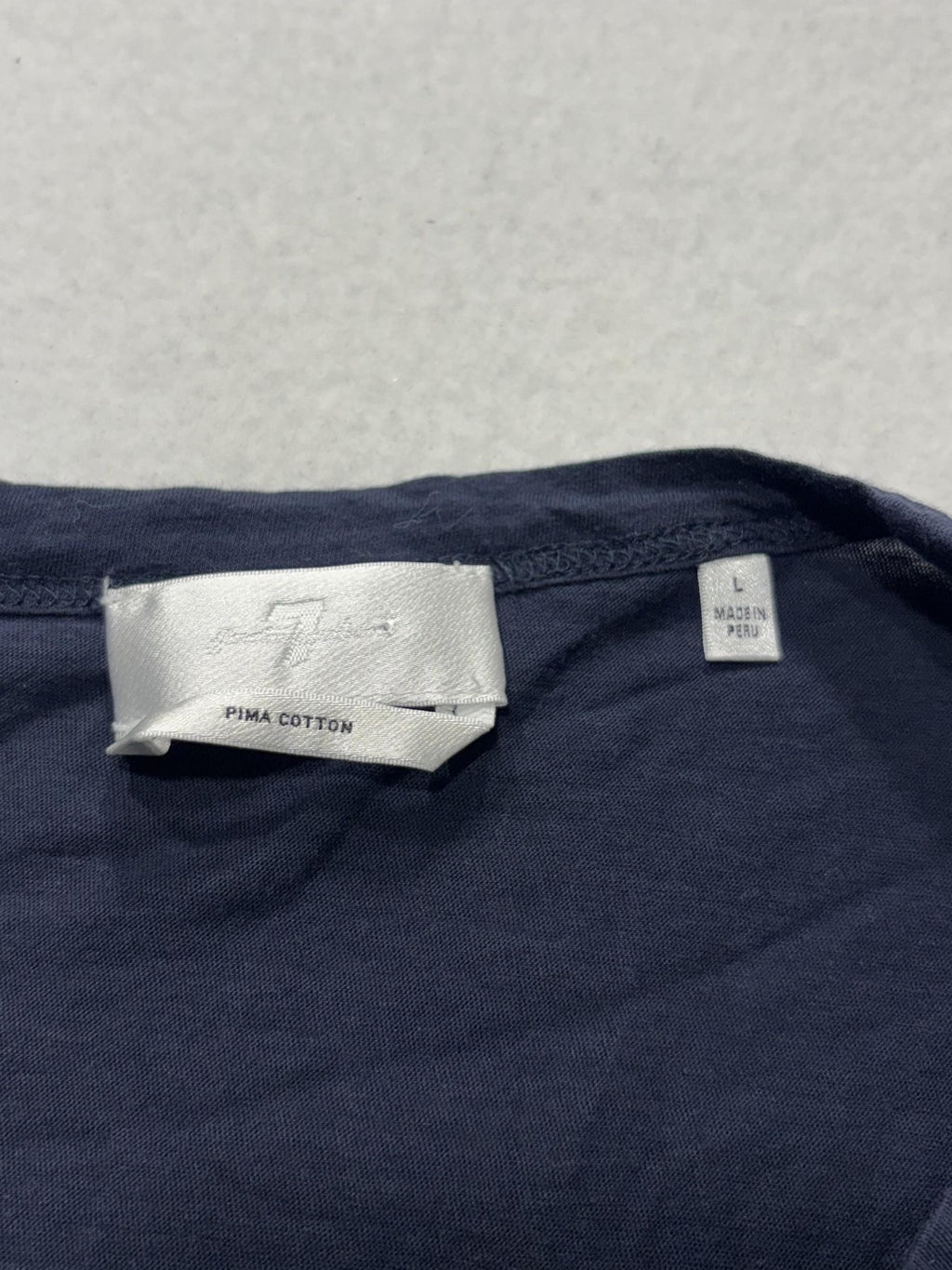 7 For All Mankind Shirt Mens Large Blue Pima Cotton Crew Neck Tee Casual