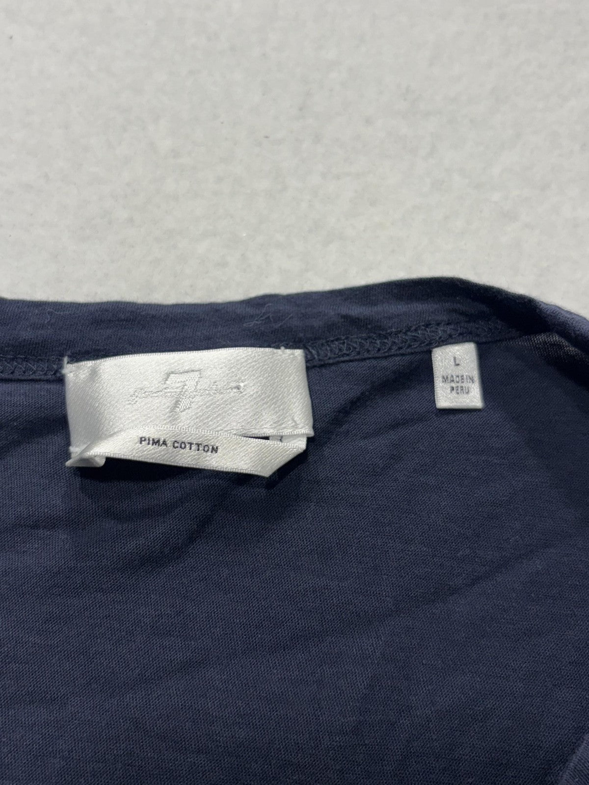 7 For All Mankind Shirt Mens Large Blue Pima Cotton Crew Neck Tee Casual