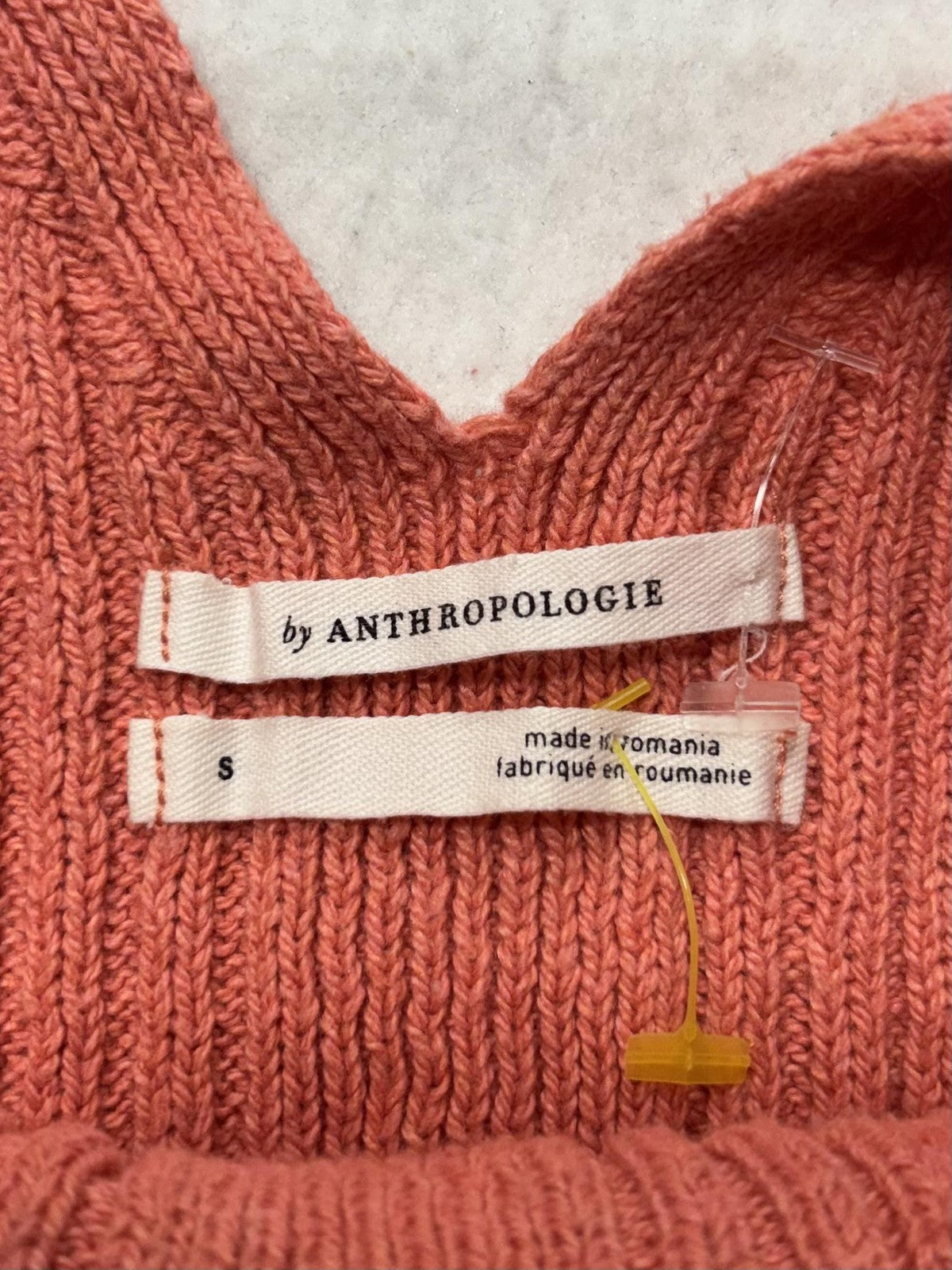Anthropologie Tank Womens Small Pink V Neck Ribbed Knit Cami Top Stretch Casual