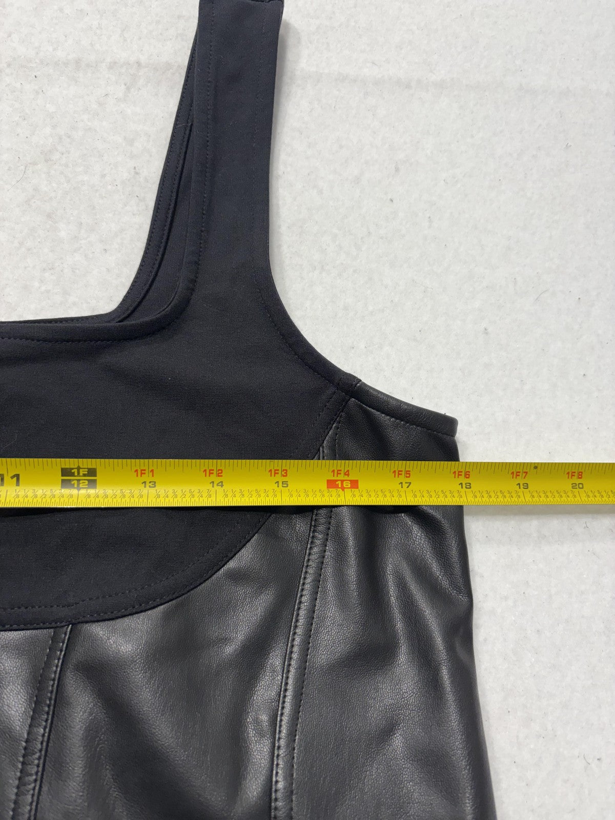 Maeve By Anthropologie Tank Womens Large Black Faux Leather Square Neck Crop