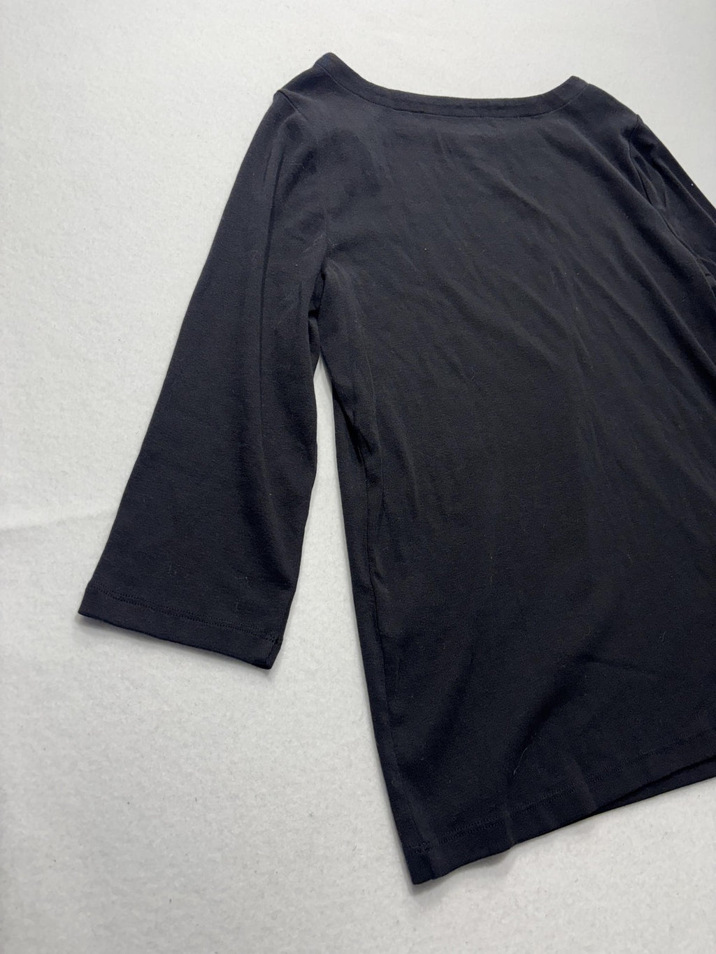 Chico's Shirt Womens 2 Black Boat Neck 3/4 Sleeve Cotton Jersey Tee Casual Top