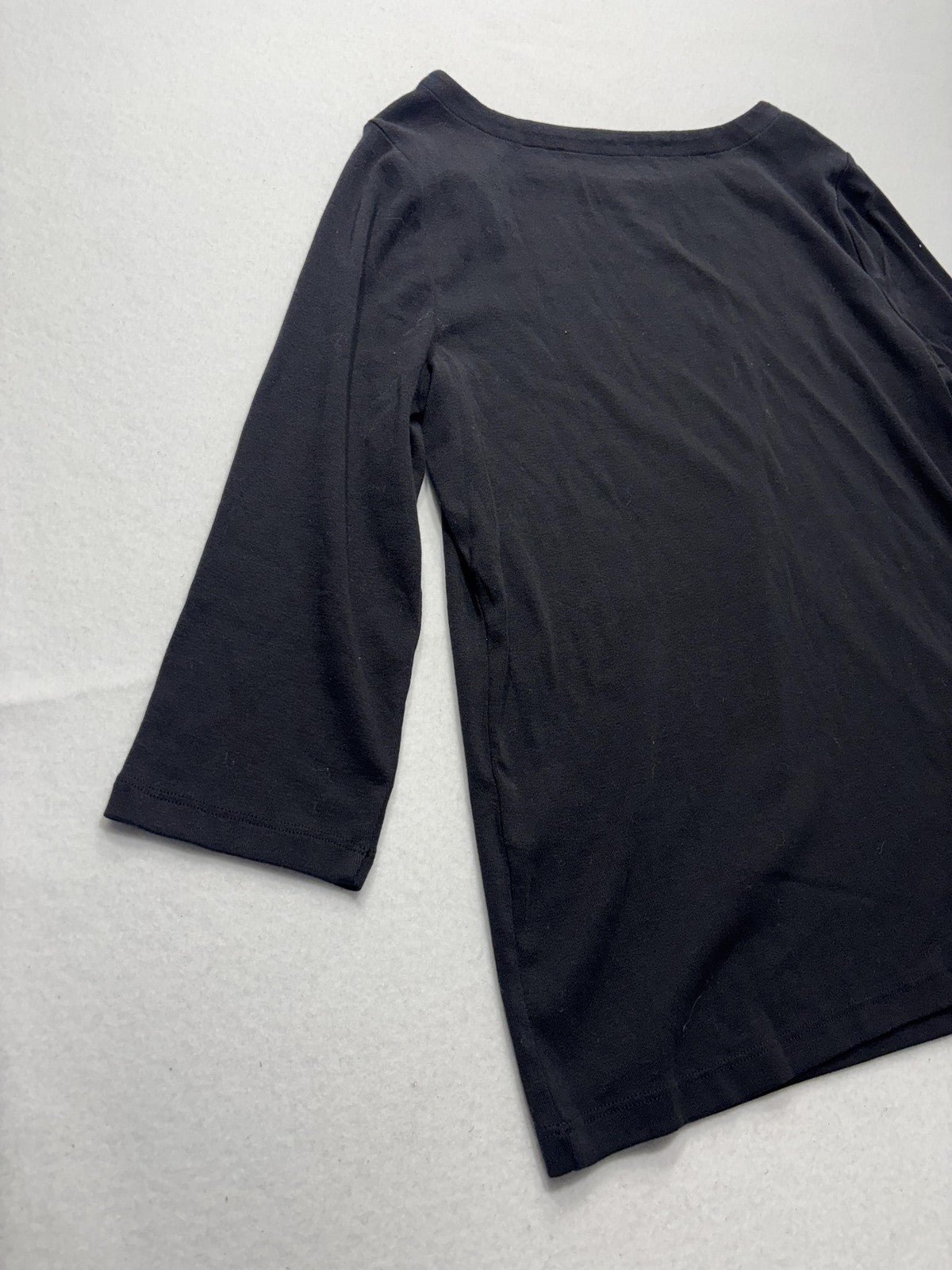 Chico's Shirt Womens 2 Black Boat Neck 3/4 Sleeve Cotton Jersey Tee Casual Top