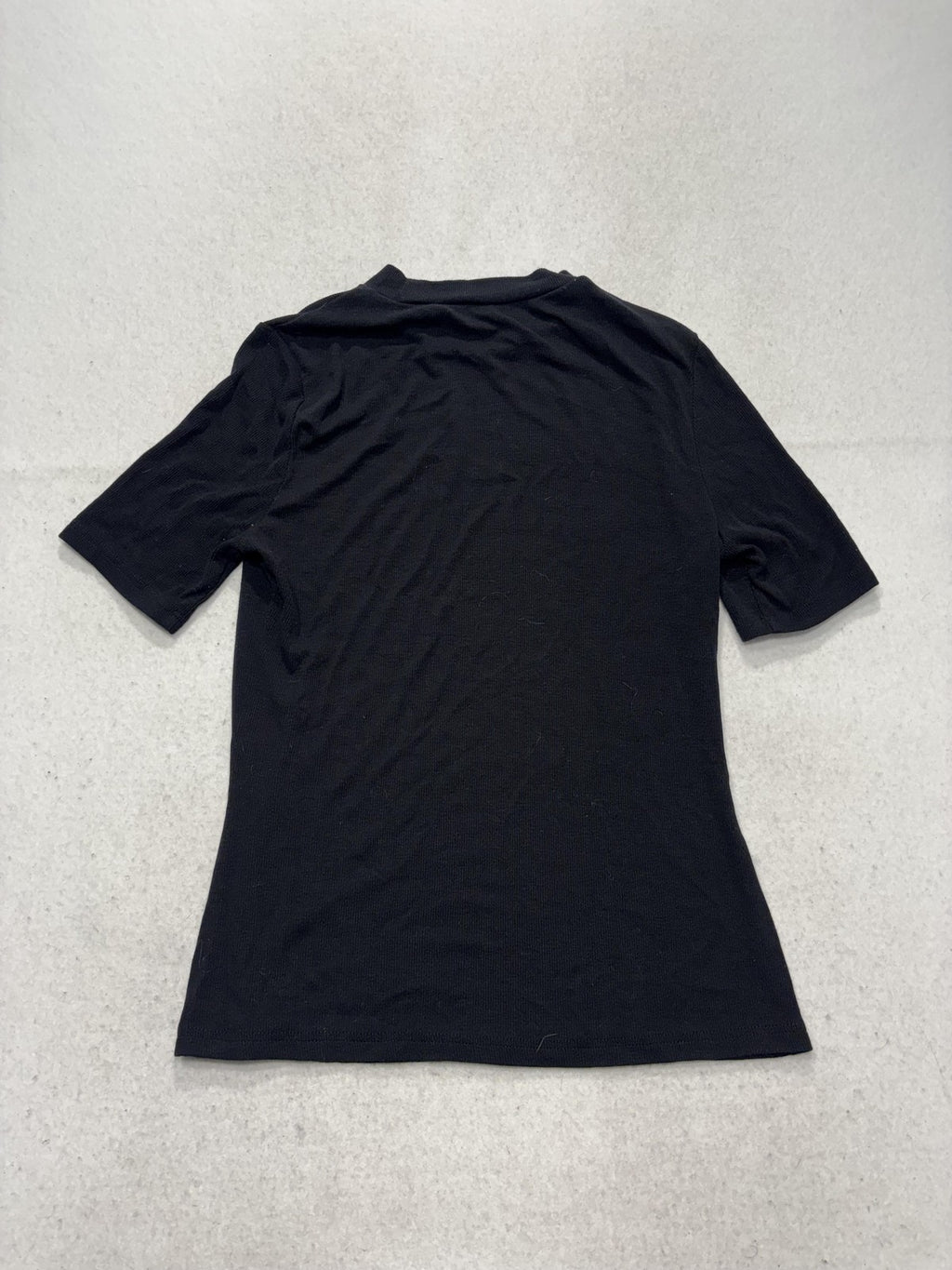 Shirt Womens Small Black Mock Neck Short Sleeve Stretch Tee Basic Casual