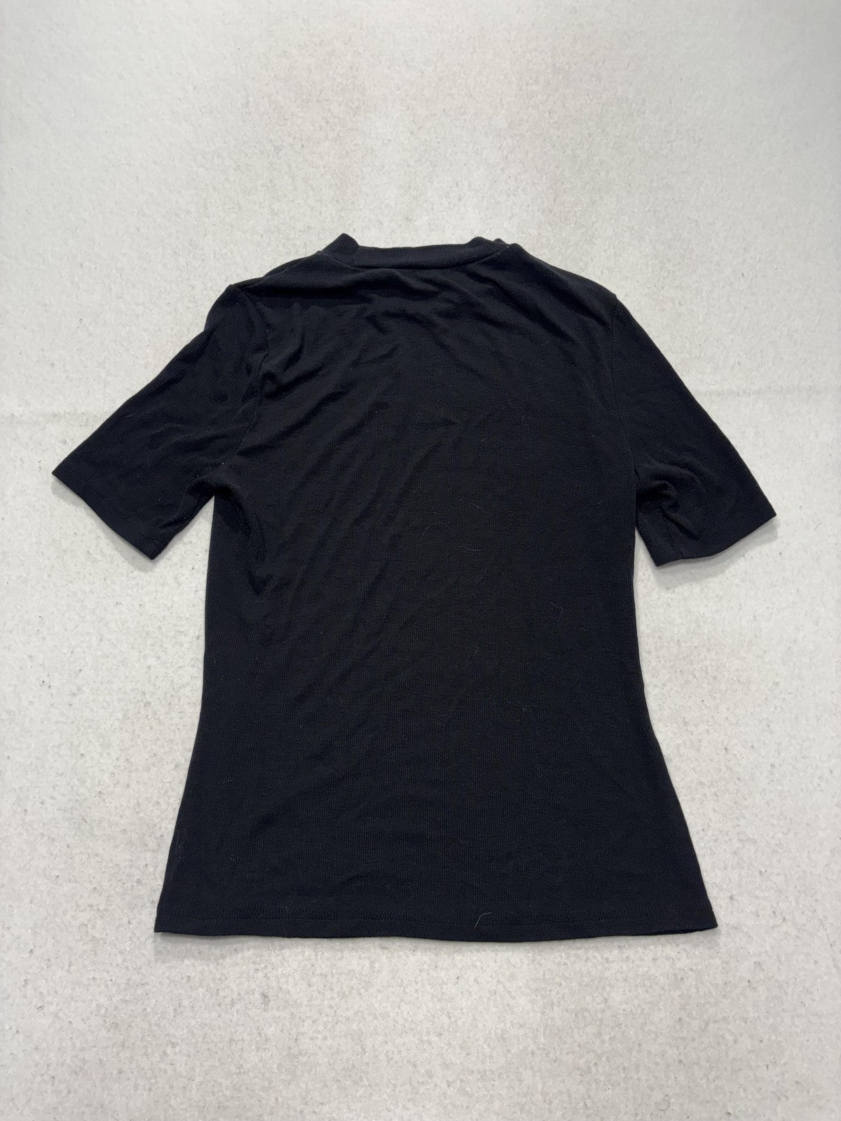 Shirt Womens Small Black Mock Neck Short Sleeve Stretch Tee Basic Casual