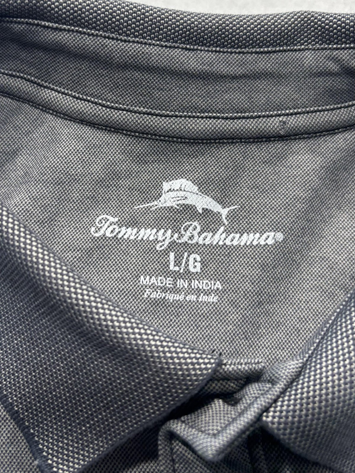 Tommy Bahama Polo Shirt Mens Large Gray Cotton Blend Short Sleeve Logo Casual