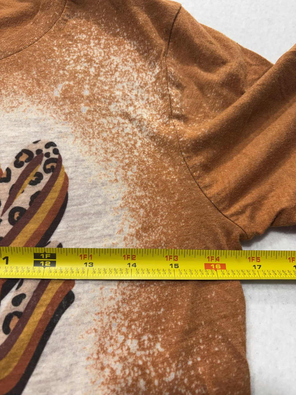 Bella + Canvas Shirt Womens S Orange Fall Vibes Leopard Graphic Tee Bleached