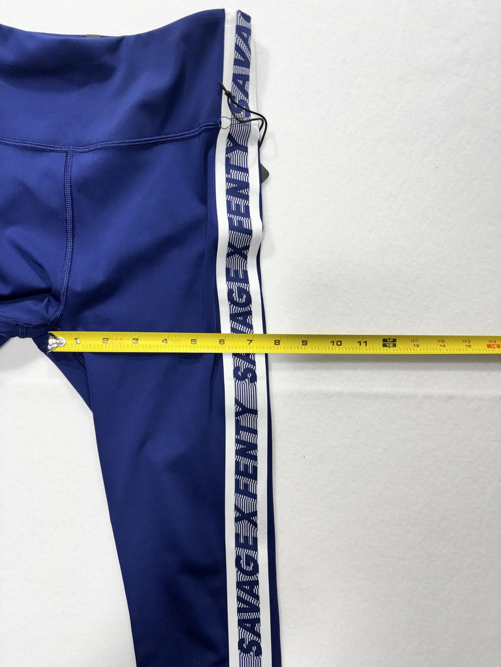 Savage X Fenty Leggings Womens Small Blue High Rise Logo Side Stripe Sport Ankle