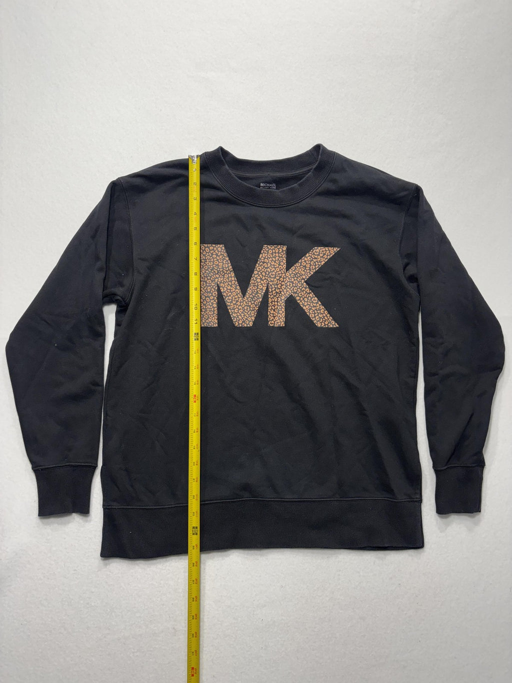 MICHAEL Michael Kors Sweatshirt Womens Medium Black Leopard MK Logo Pullover