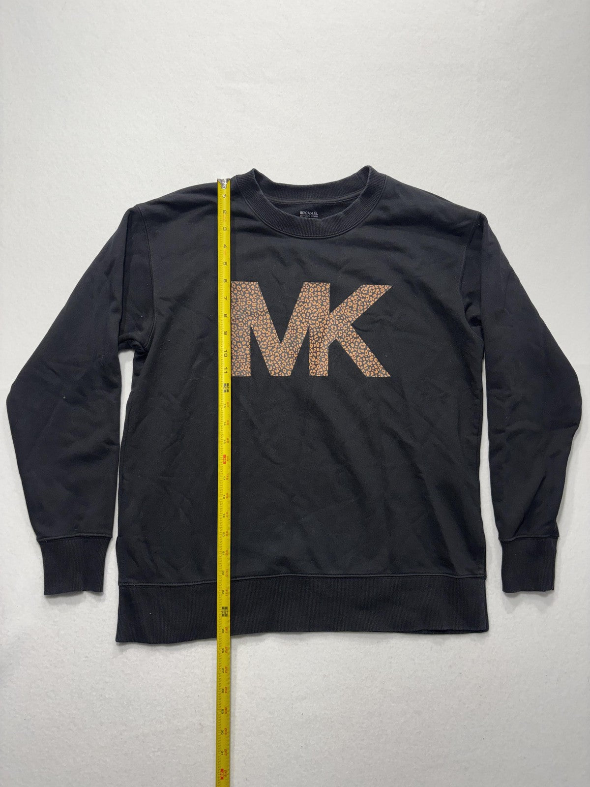 MICHAEL Michael Kors Sweatshirt Womens Medium Black Leopard MK Logo Pullover
