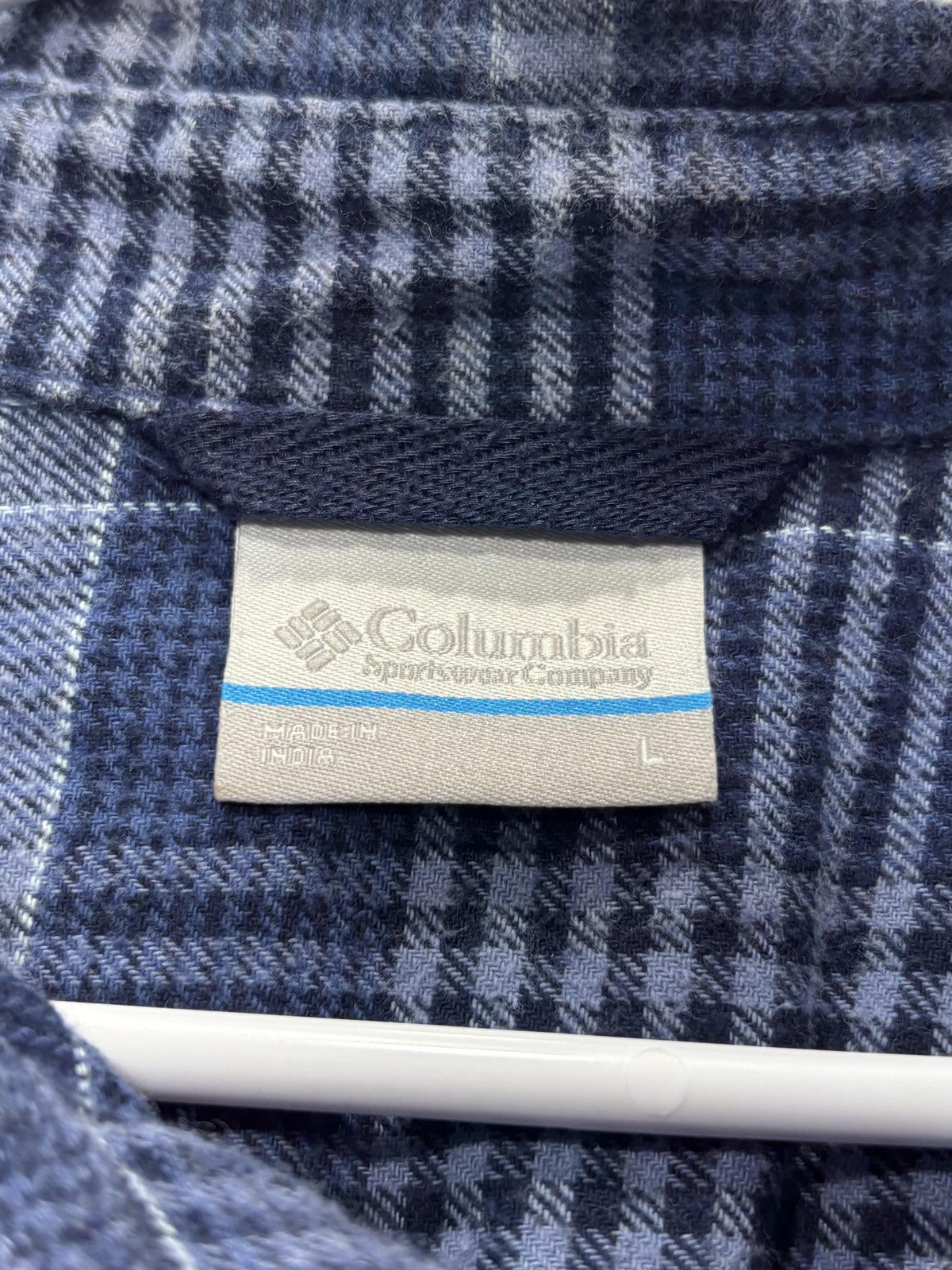 Columbia Shirt Mens Large Blue Plaid Flannel Long Sleeve Button Up Casual