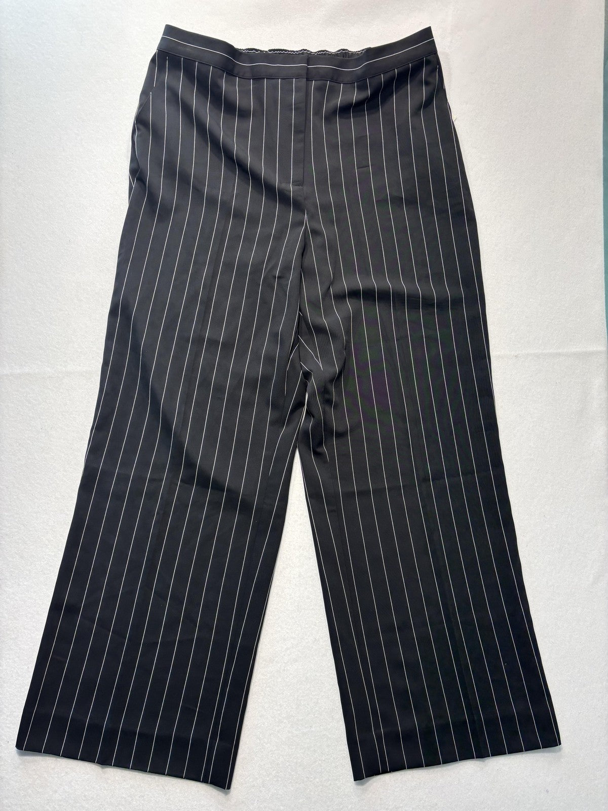 Nordstrom Dress Pants Womens XXL Black Penelope Pinstripe Wide Leg Pull On