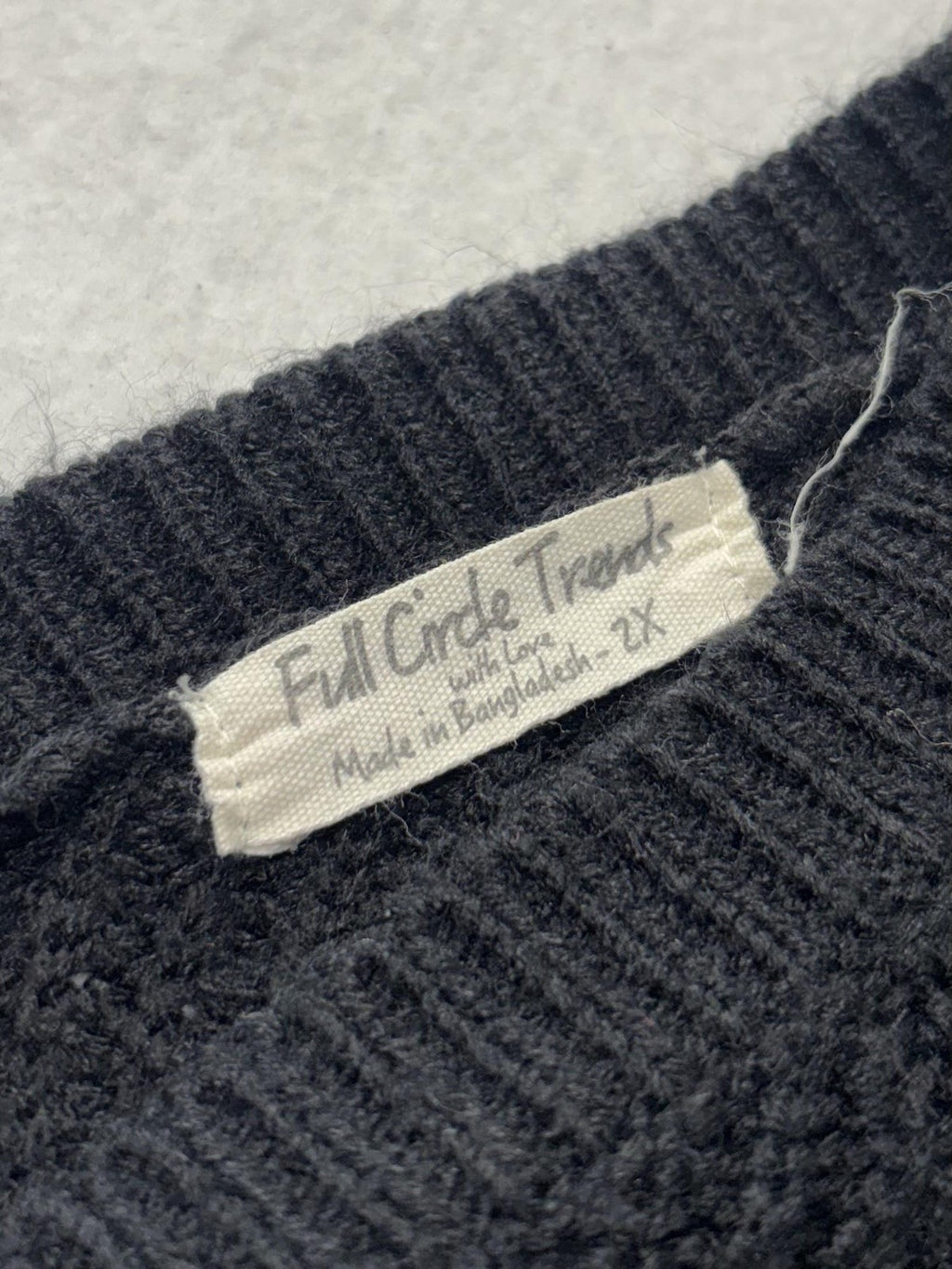 Full Circle Trends Sweater Womens 2X Plus Black V Neck Waffle Knit Drawstring
