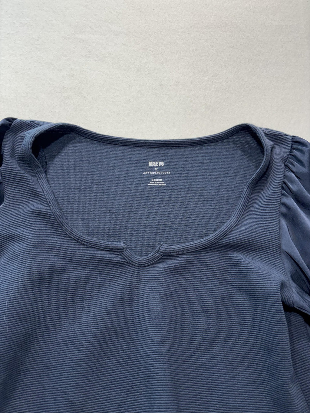 Maeve By Anthropologie Blouse Womens Medium Blue Scoop Neck Balloon Sleeve Top