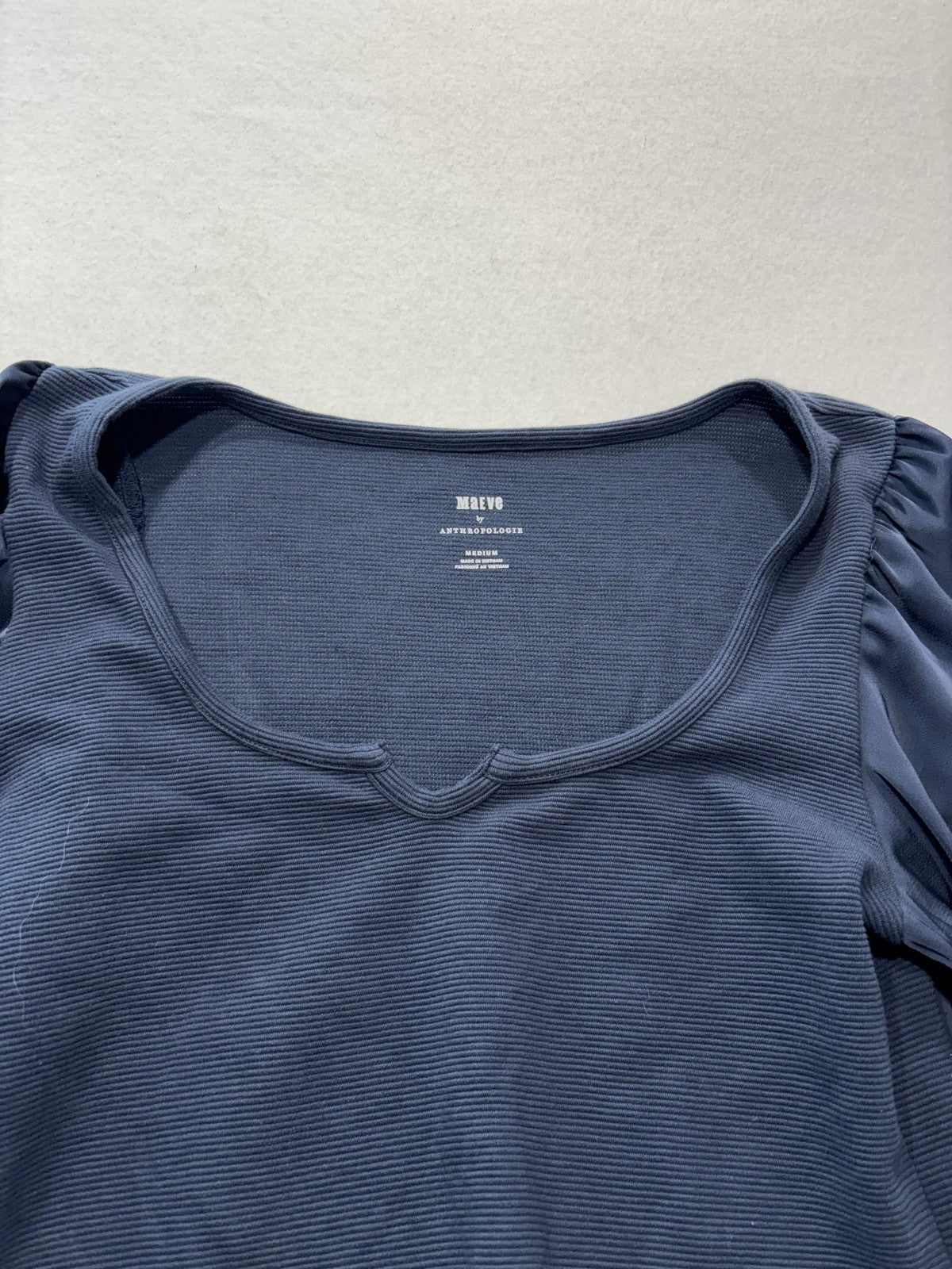 Maeve By Anthropologie Blouse Womens Medium Blue Scoop Neck Balloon Sleeve Top