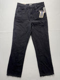 Kensie Jeans Womens 10/30 Gray Charcoal Wash High Rise Slim Straight Raw Hem