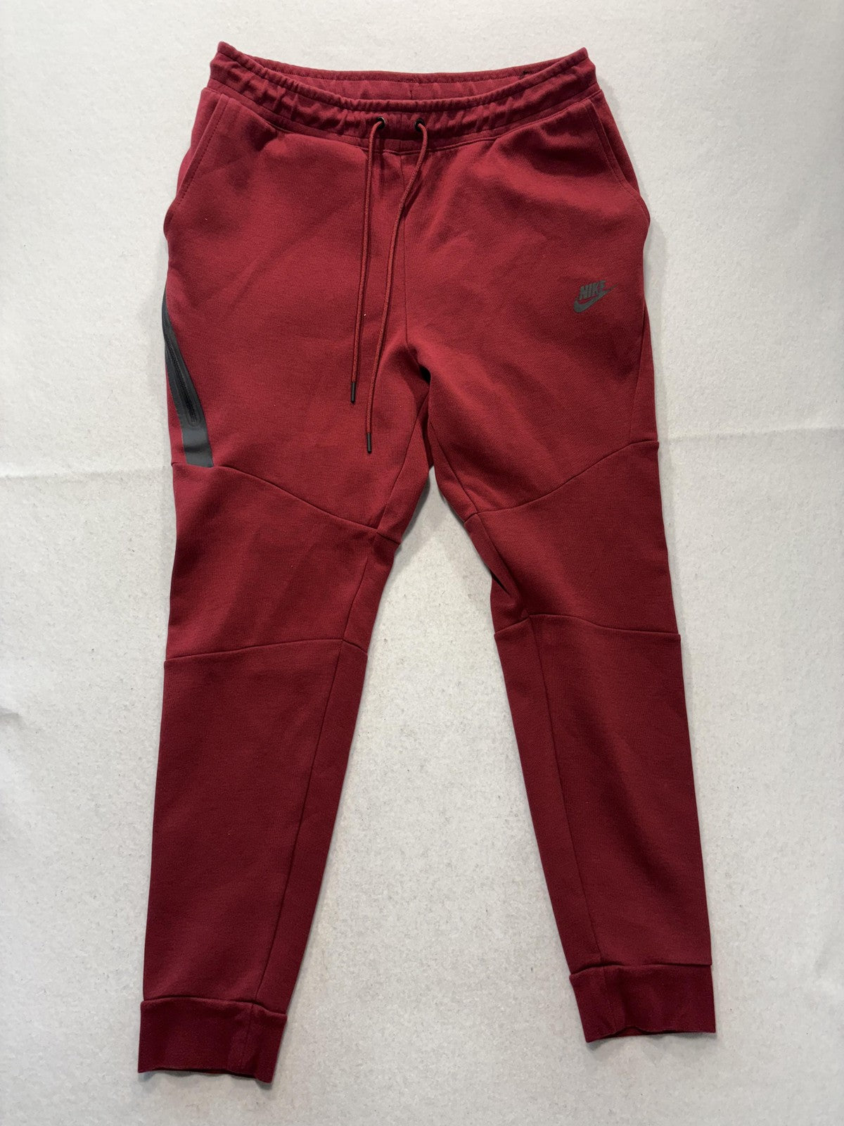 Nike Jogger Pants Mens Large Red Fleece Elastic Waist Zip Pockets Athletic