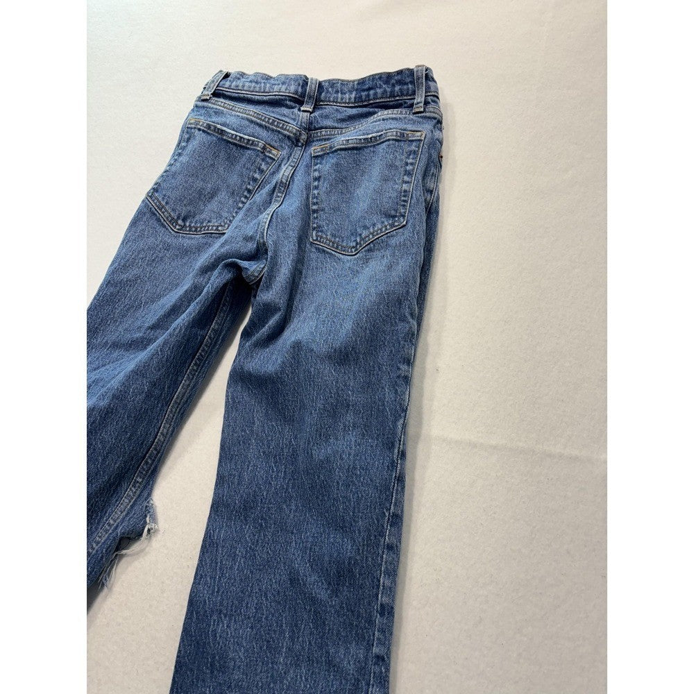 Abercrombie & Fitch 90s Straight Jeans Womens 25 Blue High Rise Distressed 25x27