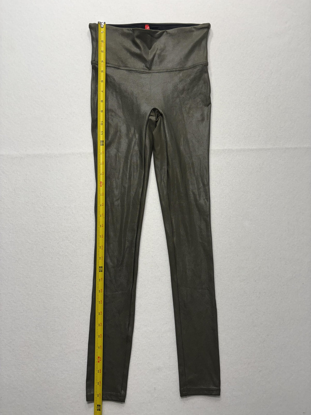 Spanx Leggings Womens Small Olive Faux Leather High Rise Shaping Pull On