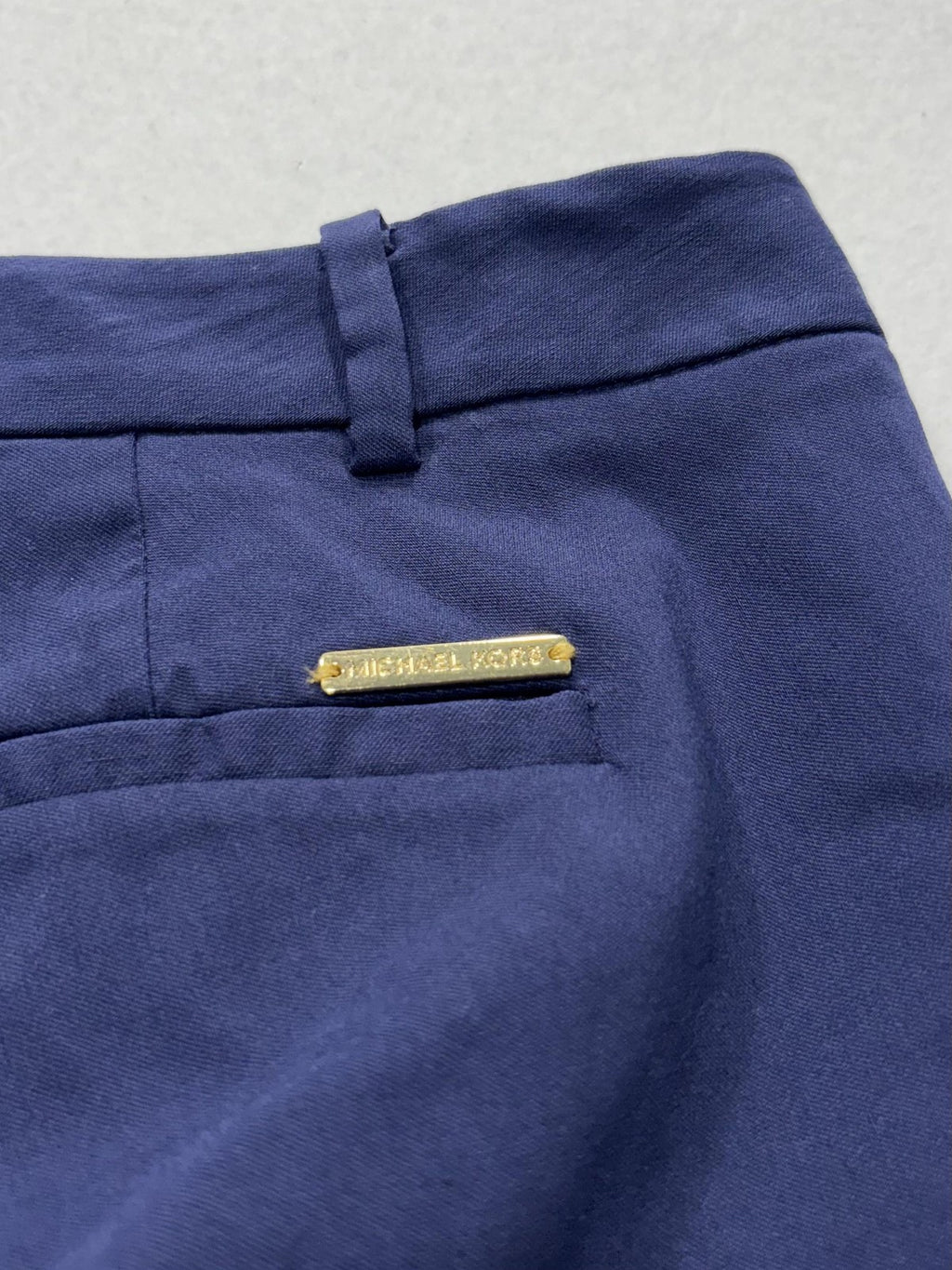 MICHAEL Michael Kors Dress Pants Womens 8 Blue Twill Slim Stretch Flat Front