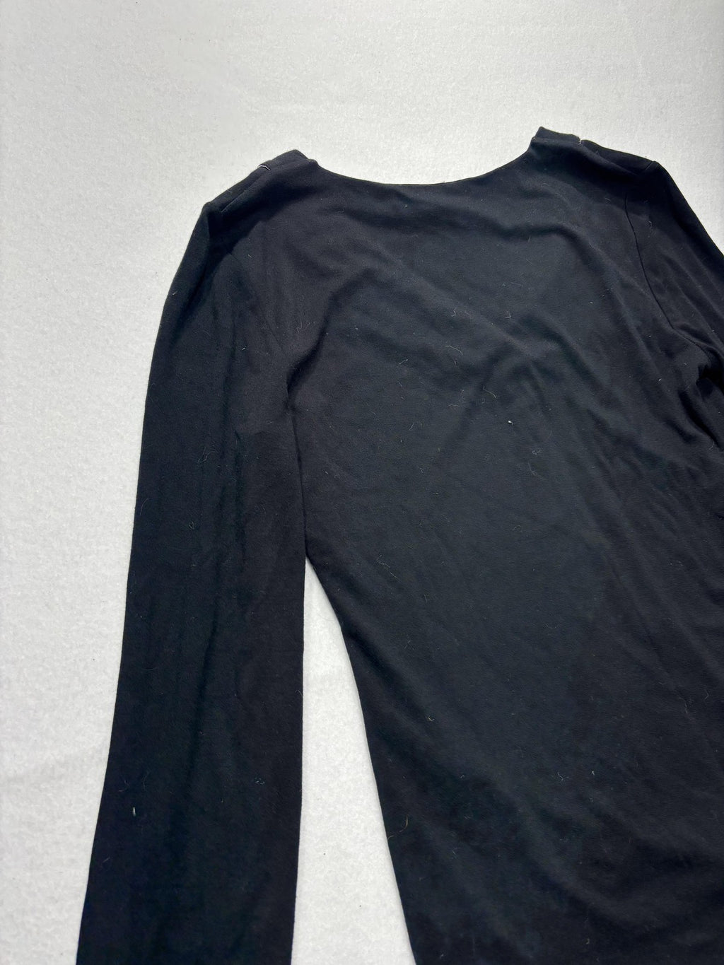 White House Black Market Shirt Womens XS Black Deep V Neck Long Sleeve Jersey