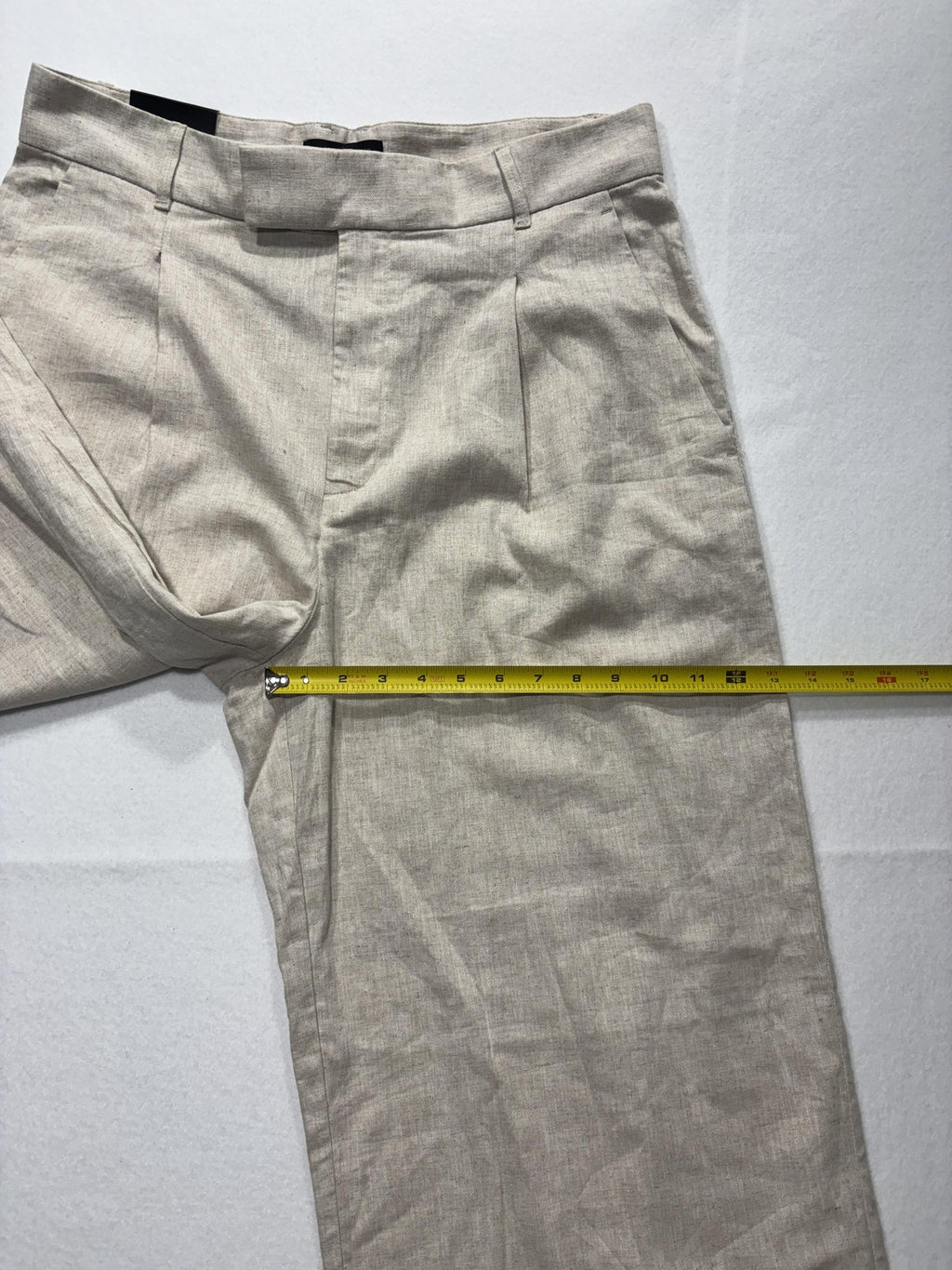 Banana Republic Dress Pants Womens 14 Beige Linen Wide Leg High Rise Relaxed