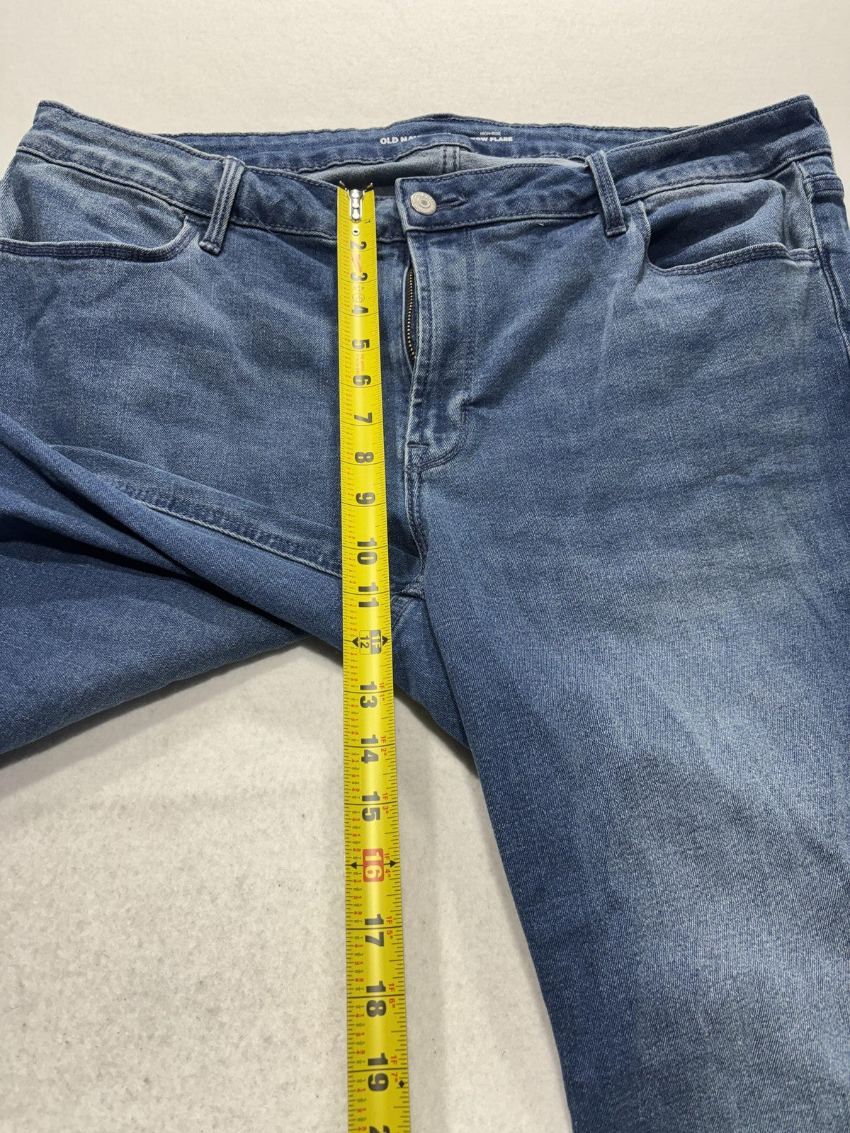 Old Navy Wow Flare Jeans Womens 20 Short Medium Wash High Rise Stretch 36x29