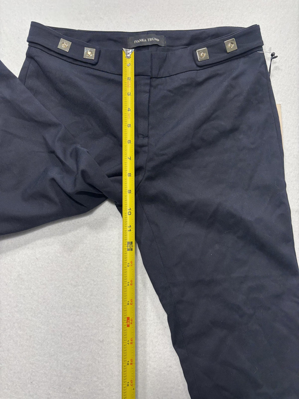 Ivanka Trump Dress Pants Womens 2 Blue Twill Slim Ankle Zip Gold Zip Career Work