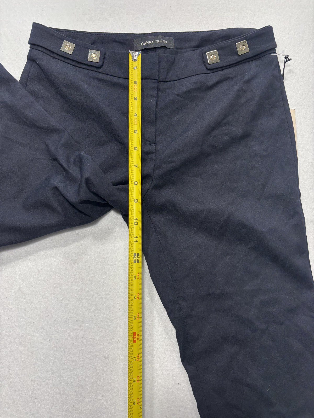 Ivanka Trump Dress Pants Womens 2 Blue Twill Slim Ankle Zip Gold Zip Career Work