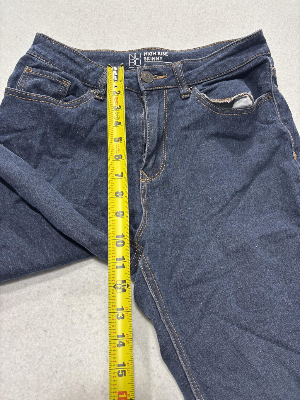 No Boundaries Jeans Juniors 7 Blue Dark Wash High Rise Skinny Stretch Denim